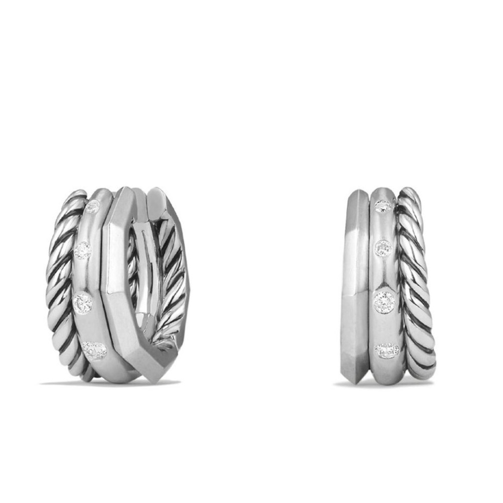 Stax Huggie Hoop Earrings with Diamonds